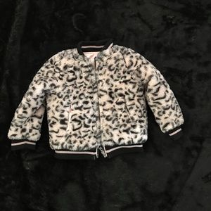EUC reversible animal print and pink bomber jacket 2T